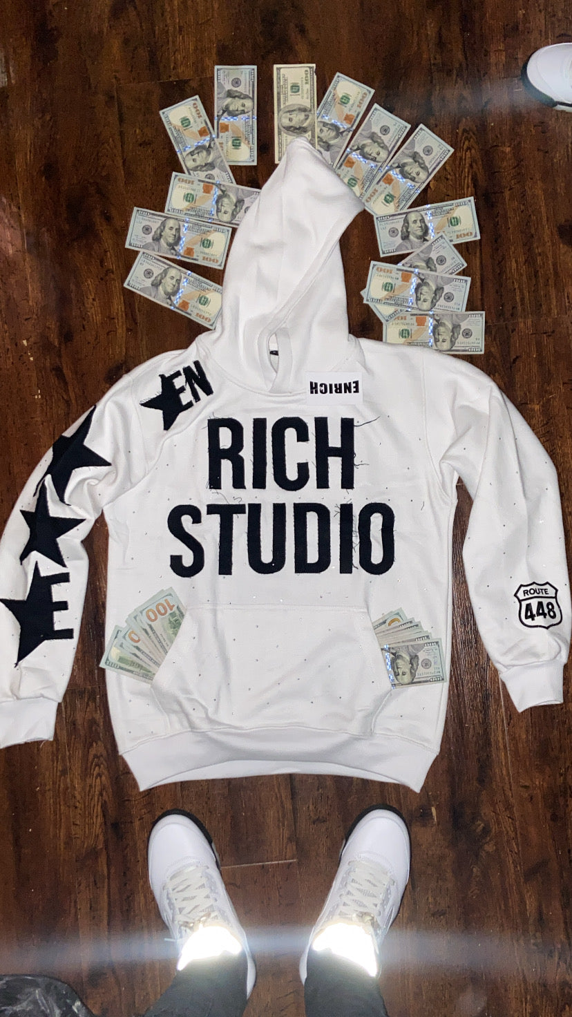 White & black enrich hoodie