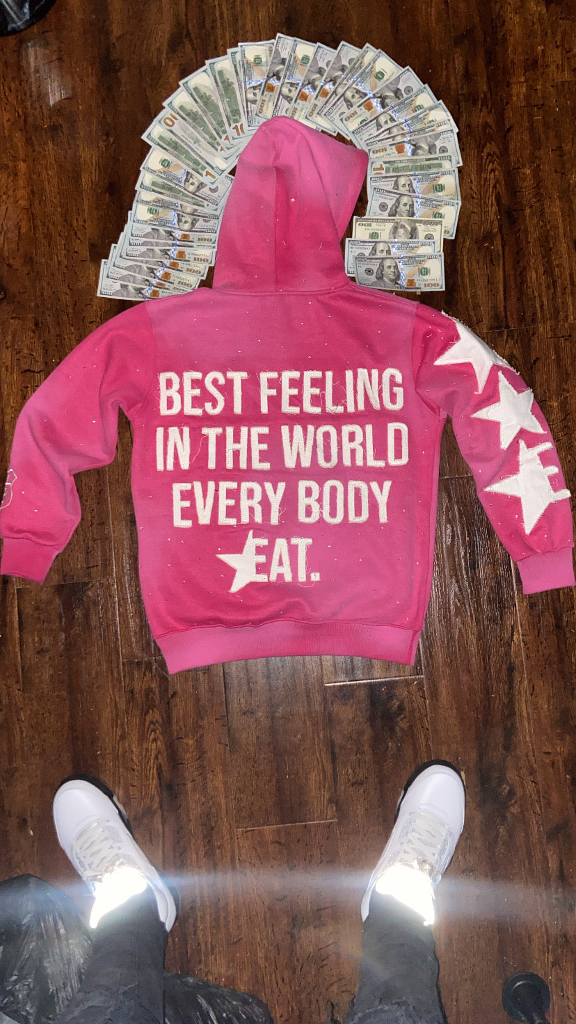 Pink & white enrich hoodie