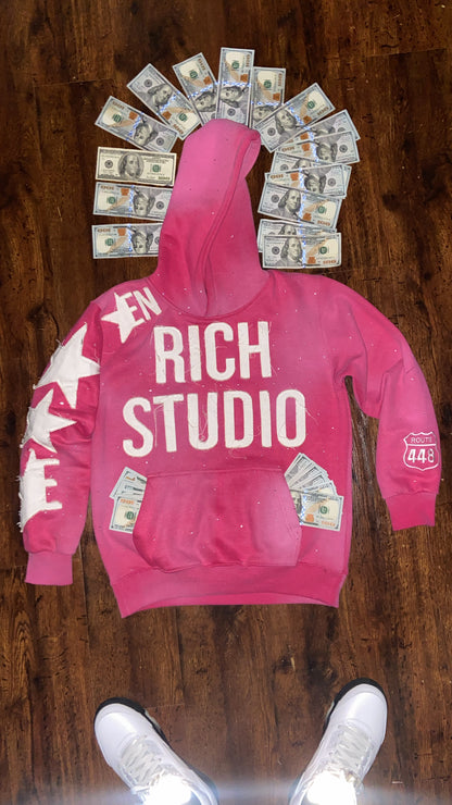 Pink & white enrich hoodie